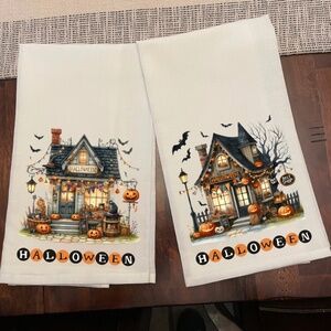 Halloween Kitchen Dish Towel Teal Towel Size 28x28 Flour Sack 100% Cotton